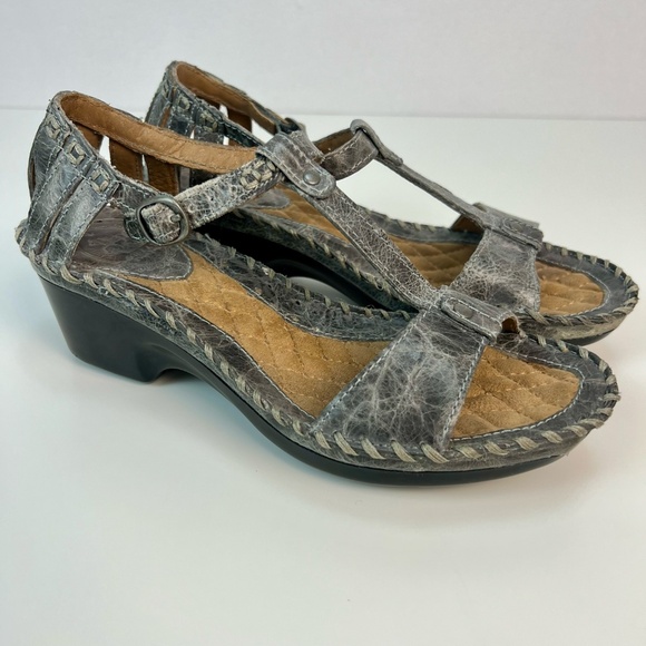Ariat Shalimar Gray Leather T-Strap Sandals Open Toe Women's Sz 6.5 Boho Western - Picture 2 of 13